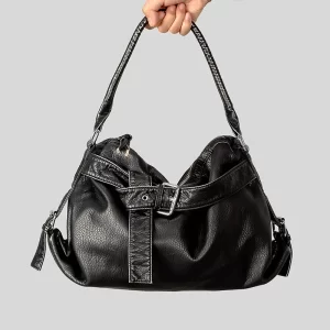 Large Capacity Soft Leather Tote Bags For Women Vintage Y2k Punk Bags Ladies Travel Commuting Handbags Motorcycle Crossbody Bag