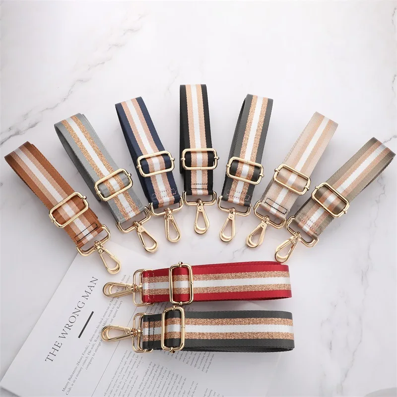 Adjustable Removable Shoulder Bag Strap for Women Nylon Crossbody Messenger Handbag Belt Fashion Striped Replacement Accessories - Image 5